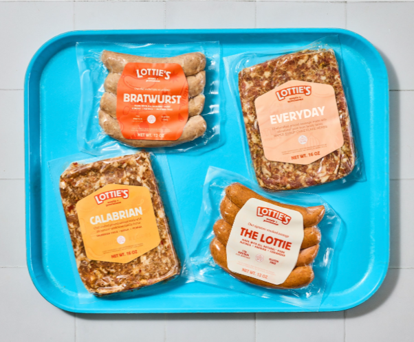 Four Packs Lottie's Sausage on Tray