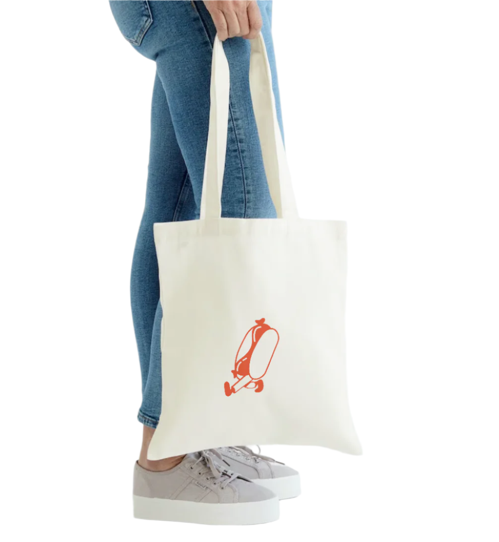 Walking Hot Dog Icon on Tote