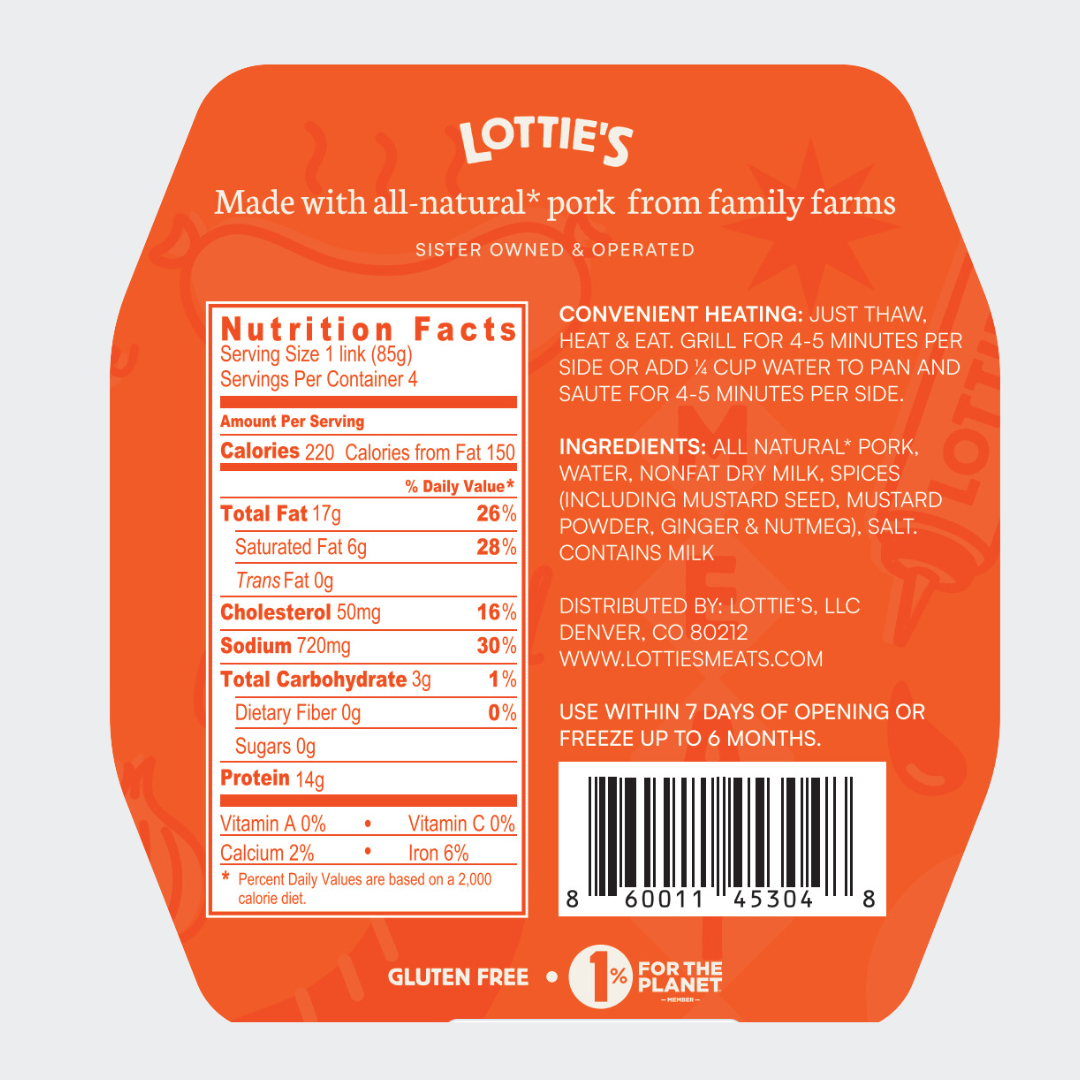 lotties Natural Pork Sausages